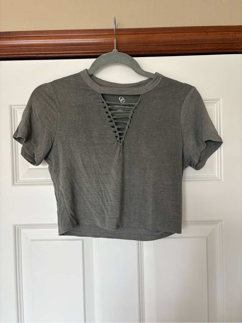 Gray Braided Crop Tee